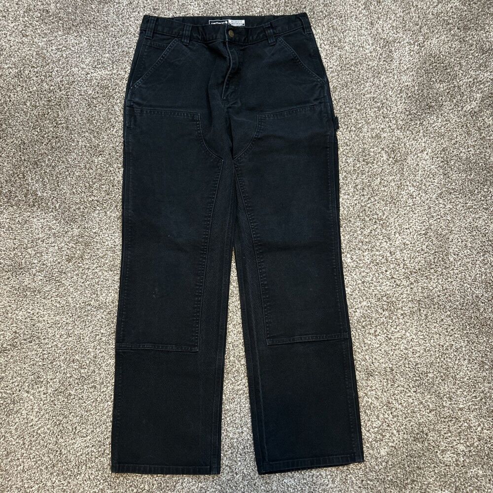 Carhartt Pants Mens 34x32 BLK Double Knee Carpenter Dungaree Rugged Work Fit